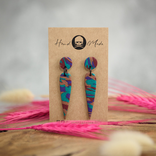 kolczyki z masy plastycznej Kolczyki Lisa - fioletowo-brązowe