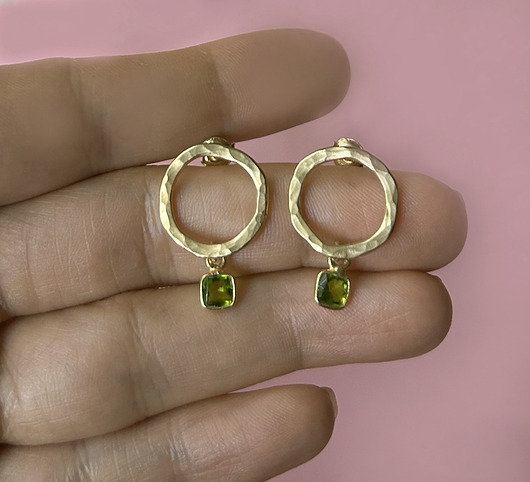 kolczyki pozłacane Kolczyki Plates Green - srebro 925 pokryte 24k złotem