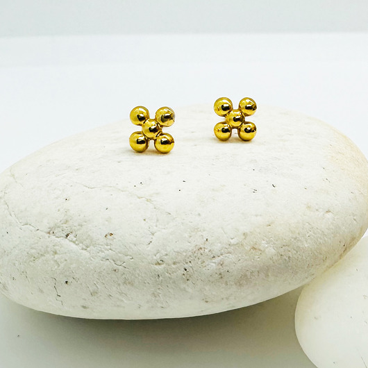 kolczyki pozłacane Złote kolczyki kuleczki, mini sztyfty kulki