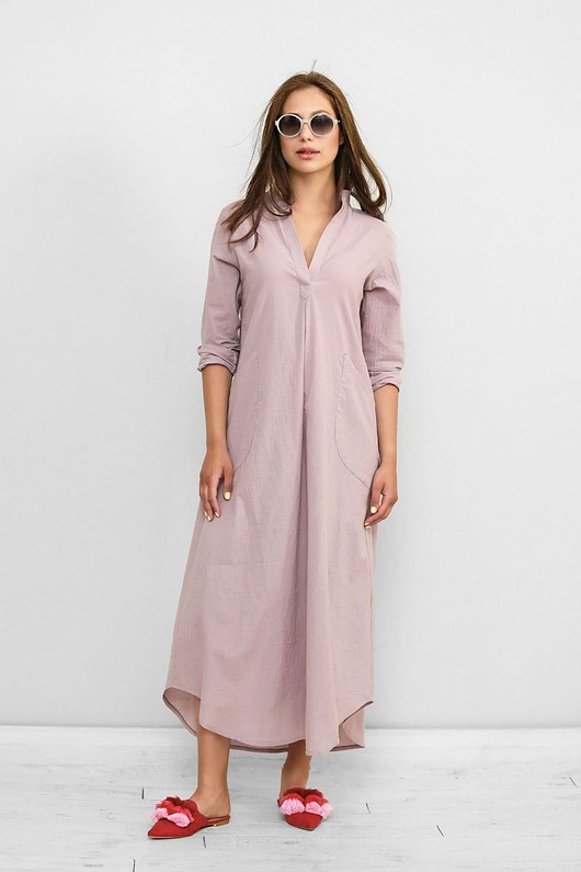 sukienki maxi damskie Sukienka z muślinu Fabia wrzosowa