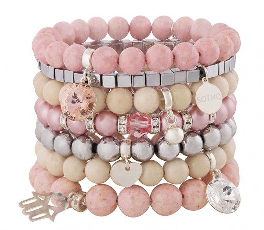 Modowy zestaw bransoletek Powder Rose kryształ Swarovski SOTHO