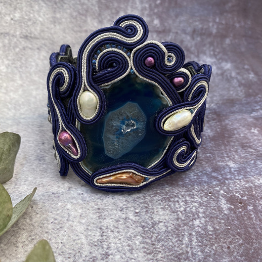 bransoletki soutache deep blue - bransoletka sutasz