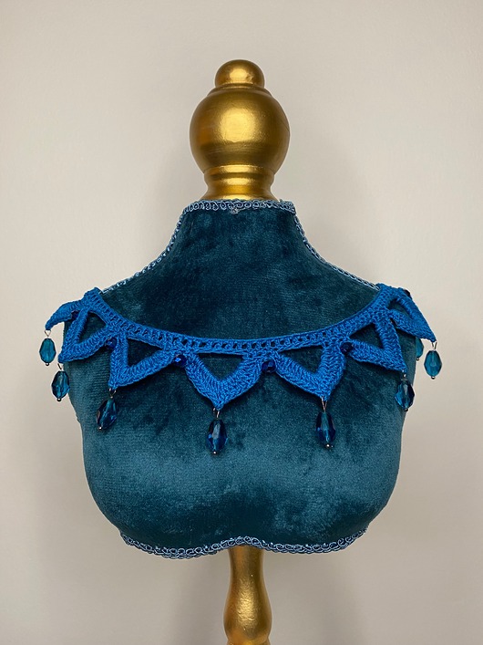 chokery Morski petrol choker naszyjnik koronkowy