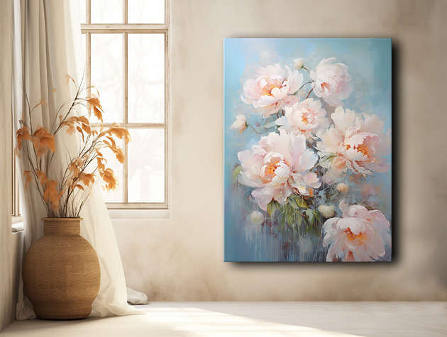 obrazy Kwiaty peonie - Obraz na płótnie - Druk, Blejtrama - Akwarela, Boho #19