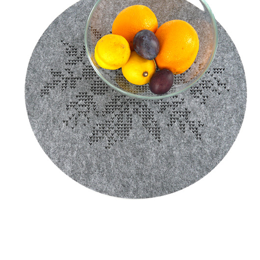 Serwetka z haftem. ażurowa, szara, śr.40cm home variety