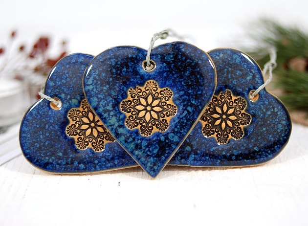 Ozdoby na ścianę Ceramiczne serce wisząca ozdoba ceramiczna
