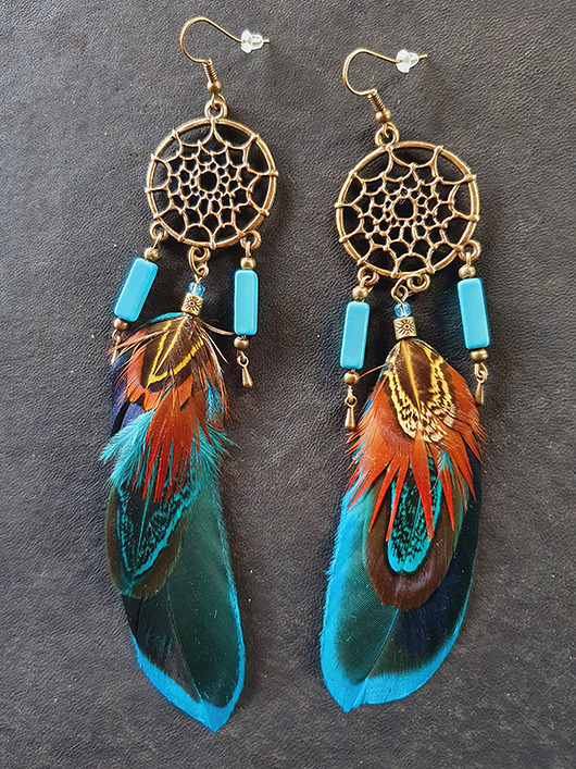 kolczyki z piórami Kolczyki z piór - łapacz snów