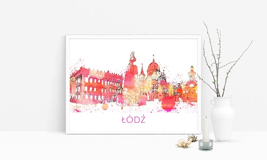 Plakat ŁÓDŹ A3 pink Well Wall