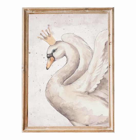 obrazy i plakaty do pokoju dziecięcego Plakat na ścianę łabędź w koronie - Swan Vintage