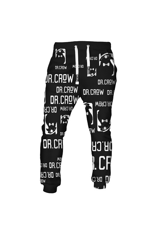 spodnie męskie DR.CROW Spodnie Fullprint Logo Czarne