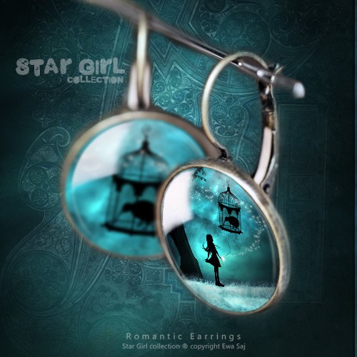 Kiwi -Star Girl collection, romantyczne kolczyki Ewa Saj Fotografie