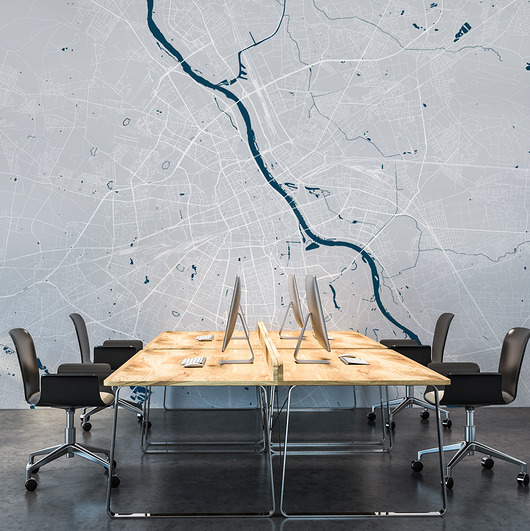 fototapeta Warszawa - fototapeta na wymiar - mapa Warszawy