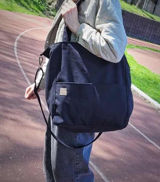 torby na ramię Lazy bag Pocket torba czarna bawełniana vegan