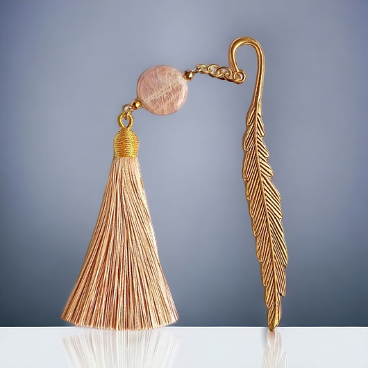 zakładki do książek Zakładka PREMIUM : kamień słoneczny : beż i złoto