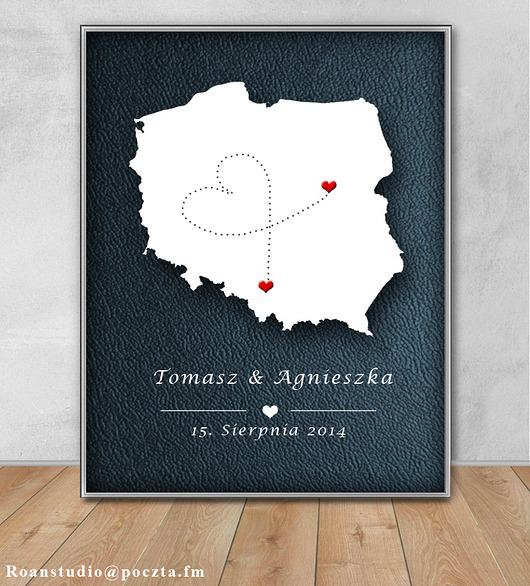 zaproszenia i kartki na ślub Grafika PDF Mapa Ślub