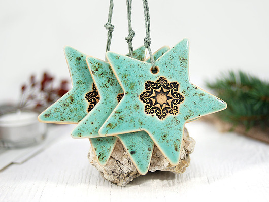 ozdoby choinkowe Ceramiczne gwiazdki choinkowe - ozdoby choinkowe