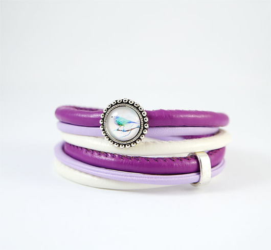 bransoletki ze szkła Bransoletka - Turkusowy ptaszek - owijana