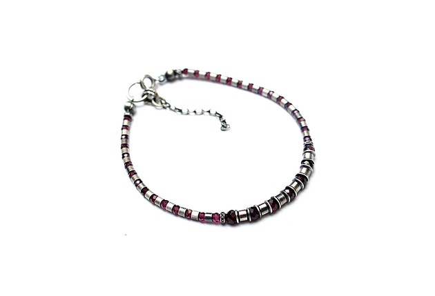 bransoletki wire wrapping Żmijka vol. 4 /garnet/ bransoletka