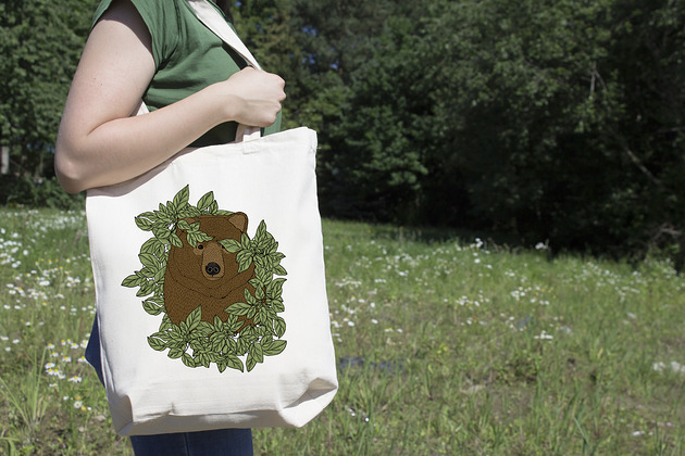 Torba bawełniana Niedźwiedź w liściach AllbagAllprints