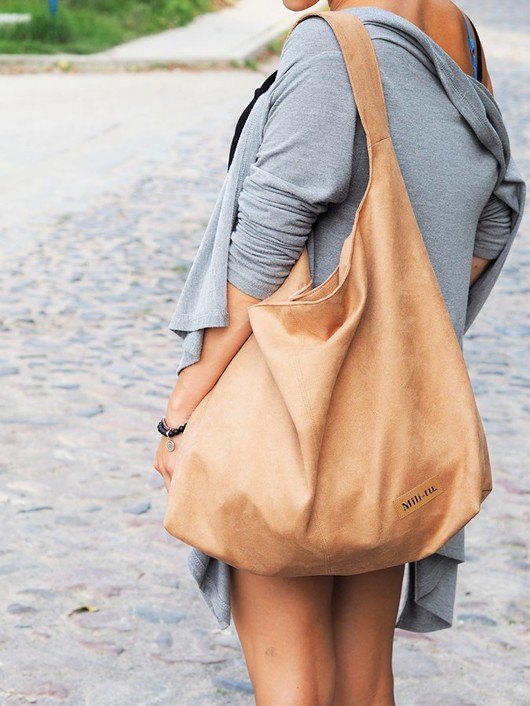 Duża torba worek  - camel/gold Militu