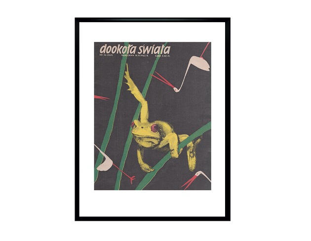 grafiki i ilustracje Oprawiona okładka DOOKOŁA ŚWIATA, proj. Bożena Kowalczyk, 1962 r