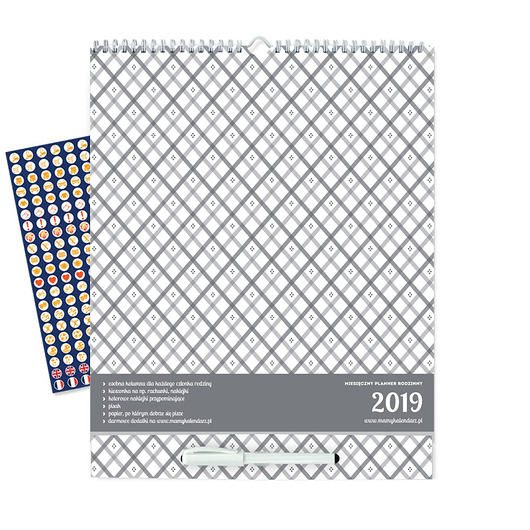 rodzinny planner miesięczny na cały 2019 rok MaMy Kalendarz