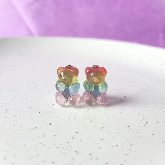 klipsy Klipsy tęczowe misie haribo