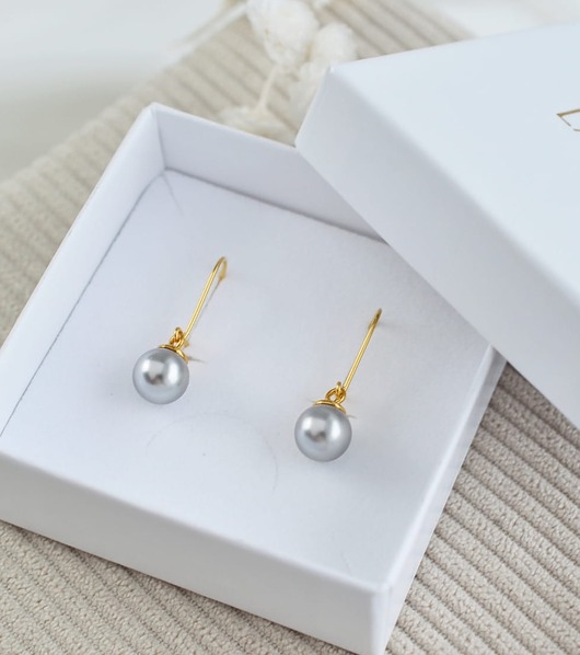 kolczyki swarovski Kolczyki z szarymi perłami