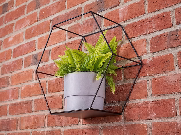 półki Metalowa półka, kwietnik czarna   HEX PLUS