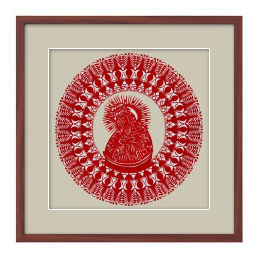 Our Lady of Ostra Brama (Kurpie Art Papercut) na ludowo