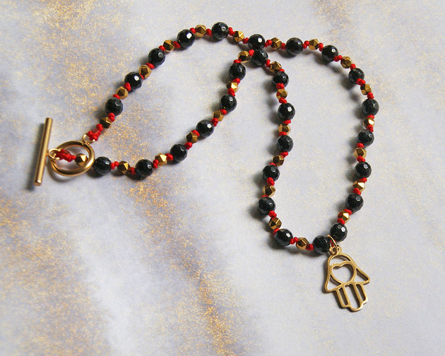 chokery Choker OCHRONNY naszyjnik : turmalin & hamsa