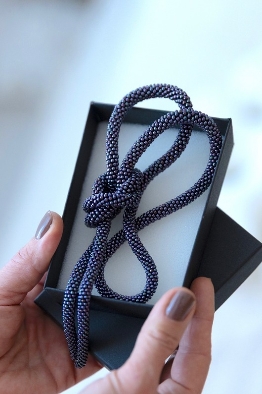 naszyjniki - inne Długi Naszyjnik ze Szklanych Koralików