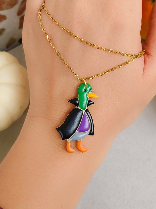 wisiory Naszyjnik z kaczorem wampirem, amulet na halloween, dodatek do stylizacji