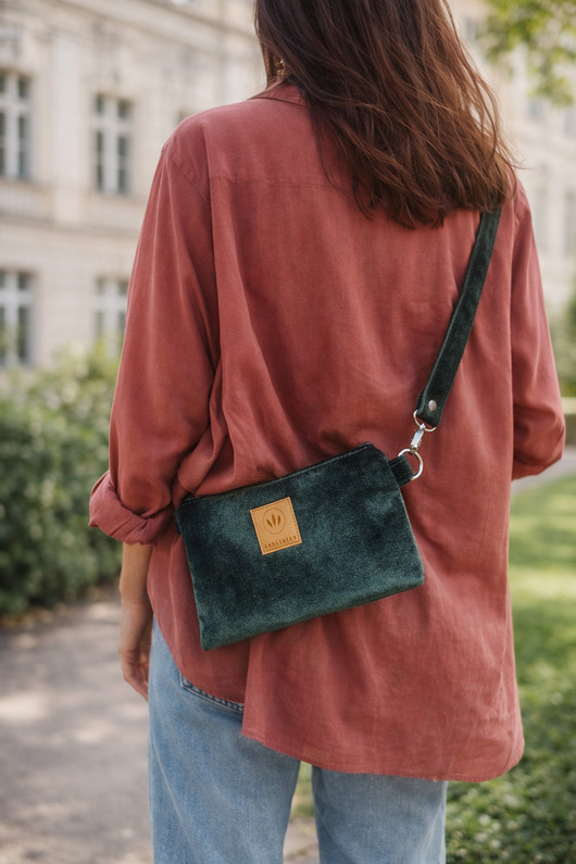 saszetka nerka Mini nerka saszetka na telefon Butelkowa Zieleń