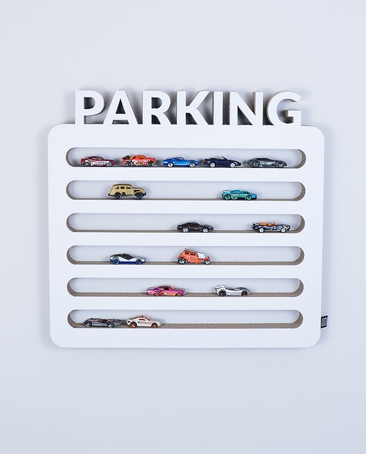 meble do pokoju dziecka Półka na resoraki, samochodziki PARKING  biały