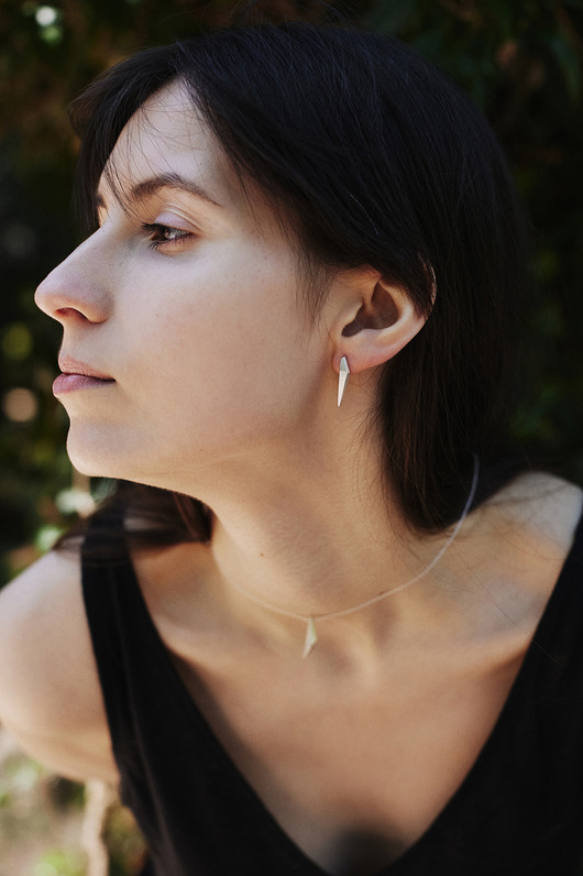 Kolczyki srebrne ONE EDGE LONG / satin SILVER earrings Filimoniuk
