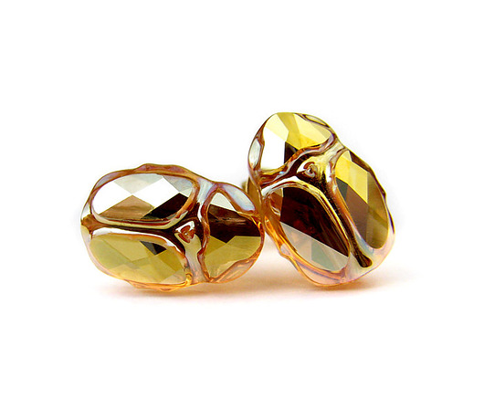 Złocone kolczyki - złote skarabeusze kryształ Swarovski Marisella
