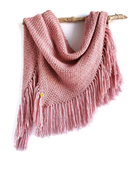 Delikatna chusta z merino COSY różowa sploteka