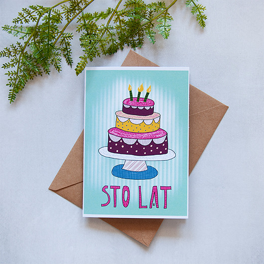 Kartka Sto Lat - tort A5 Gosia Sendlewska