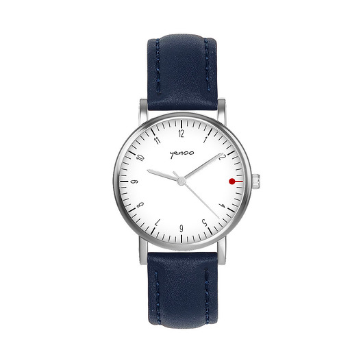 zegarki unisex Zegarek mały - Simple biały - skórzany, granatowy