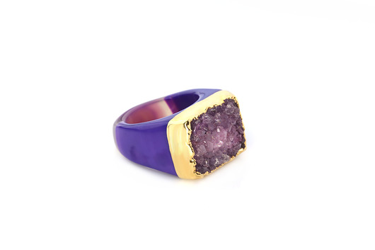 InspiRING Agat Fiołkowy 1/4 Złoto rozmiar 20 Brazi Druse Jewelry