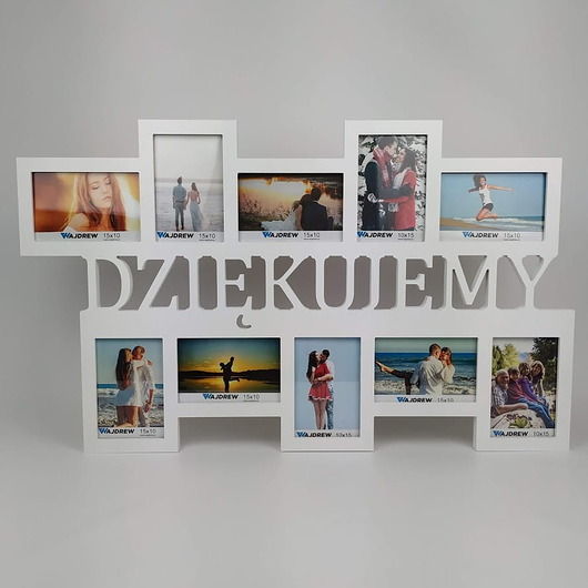 ramki na zdjęcia Multirama ramka na zdjęcia z napisem  Dziękujemy  mdf 10 zdjęć