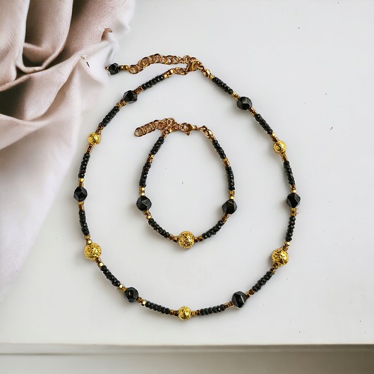 komplet biżuterii KOMPLET naszyjnik i bransoletka GLAM : krótki naszyjnik choker