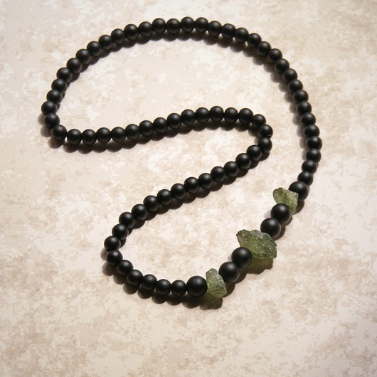 biżuteria męska Apatyt zielony, onyks - męski naszyjnik