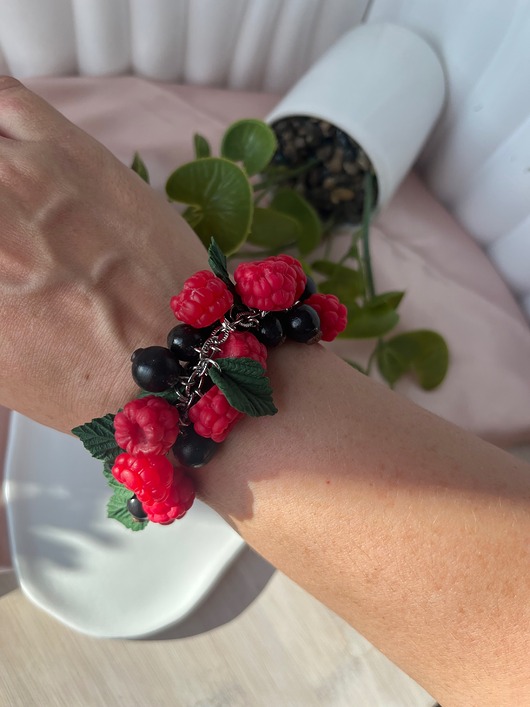 bransoletki - inne Bransoletka maliny, czarna porzeczka, handmade