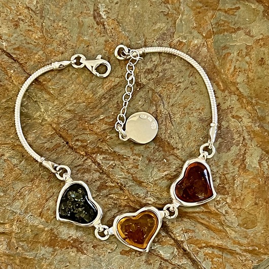 bransoletki złote Bransoletka srebrna z  bursztynem