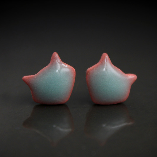 kolczyki ceramiczne Lisy Polarne/stal chirurgiczna