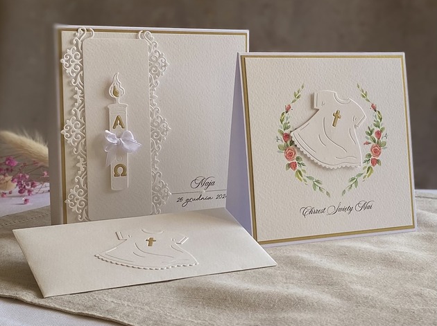 kartki, zaproszenia na chrzest Kartka na chrzest z pudełkiem i kopertą, C 54