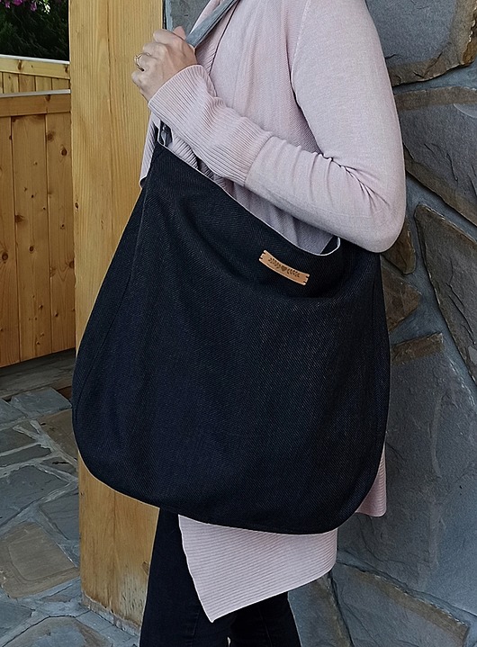 Duża czarna pleciona torba boho XXL na ramię Made by Joan