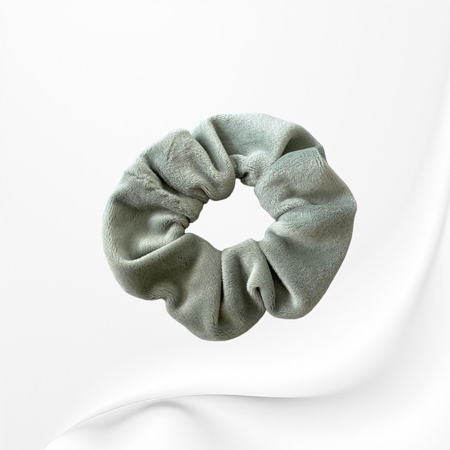 gumki do włosów Gumka frotka scrunchie midi welurowa zielona blada